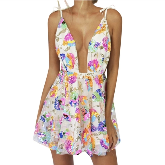 NWT Sexy Sequin Glitter Party Mini Dress S: Small & Medium - Picture 3 of 16